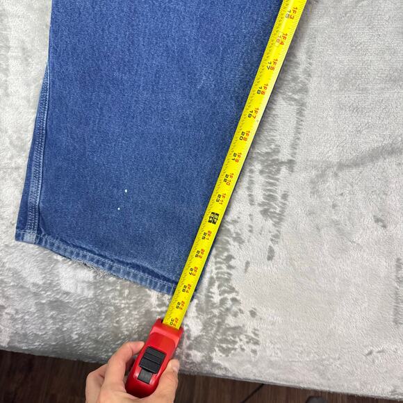VTG Carhartt Dungaree Fit utility workwear carpenter blue jeans mens 37x29 - Picture 7 of 8